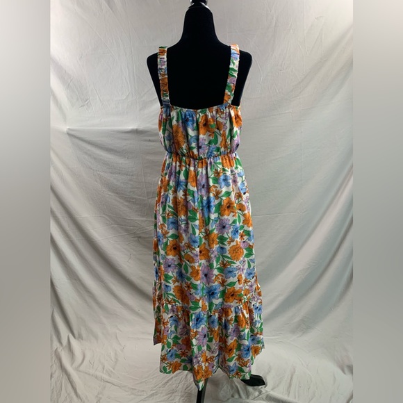 Boho Floral Print Tie Front Ruffle Hem Cami Dress - Picture 10 of 11